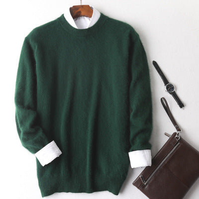 Autumn And Winter New Cashmere Men's Round Neck Loose Thick Mink Sweater
