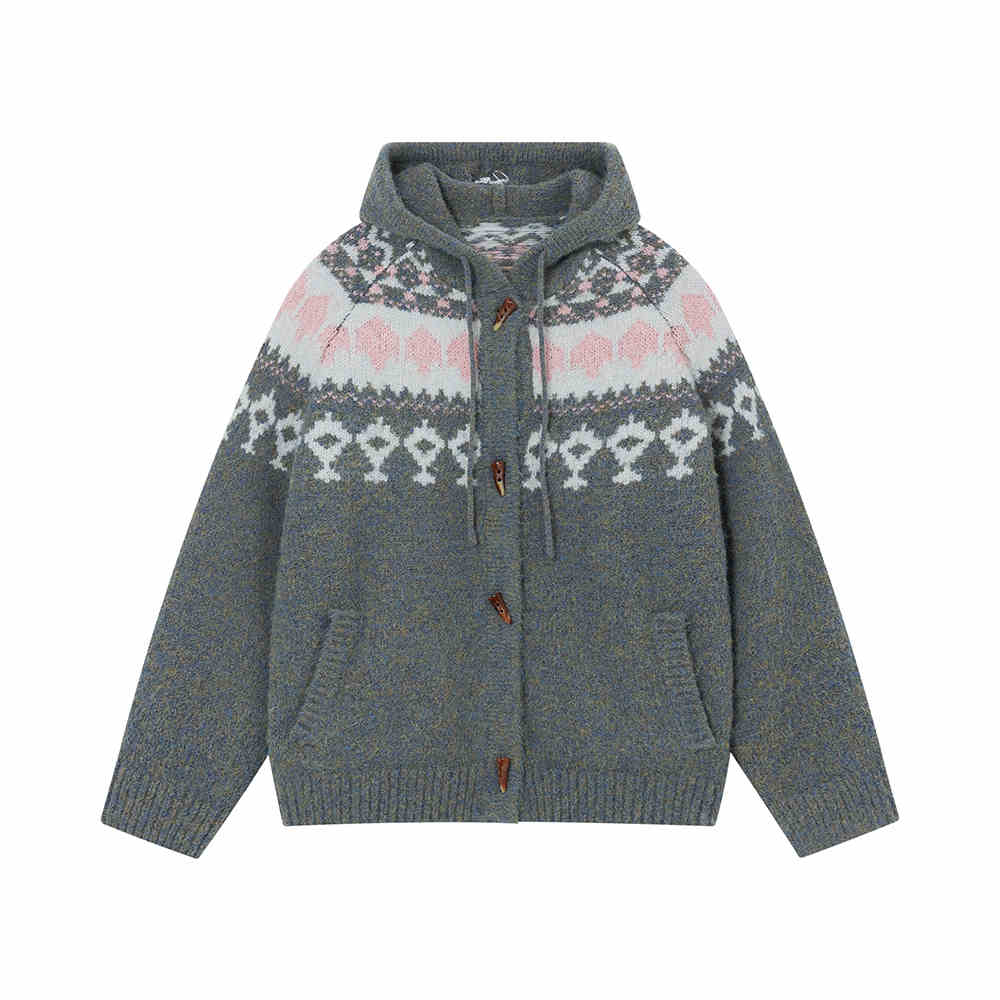 Knitted Hooded Cardigan Sweater Couple Thickened Sweater Coat