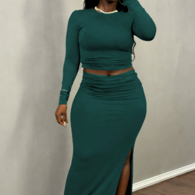 Solid-color Chic Casual Two-piece Set