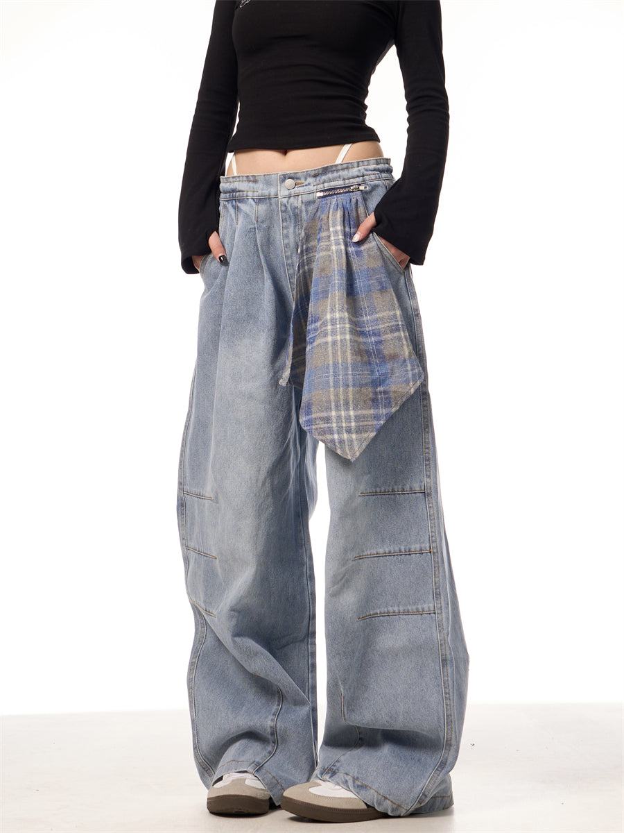 Retro Machete Lynlås Aftagelig Firkantet Tørklæde Profil Jeans