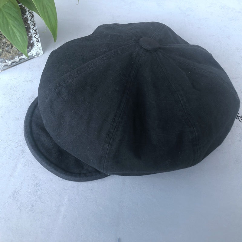 Minimalist Washed Cotton Solid Color Beret Children