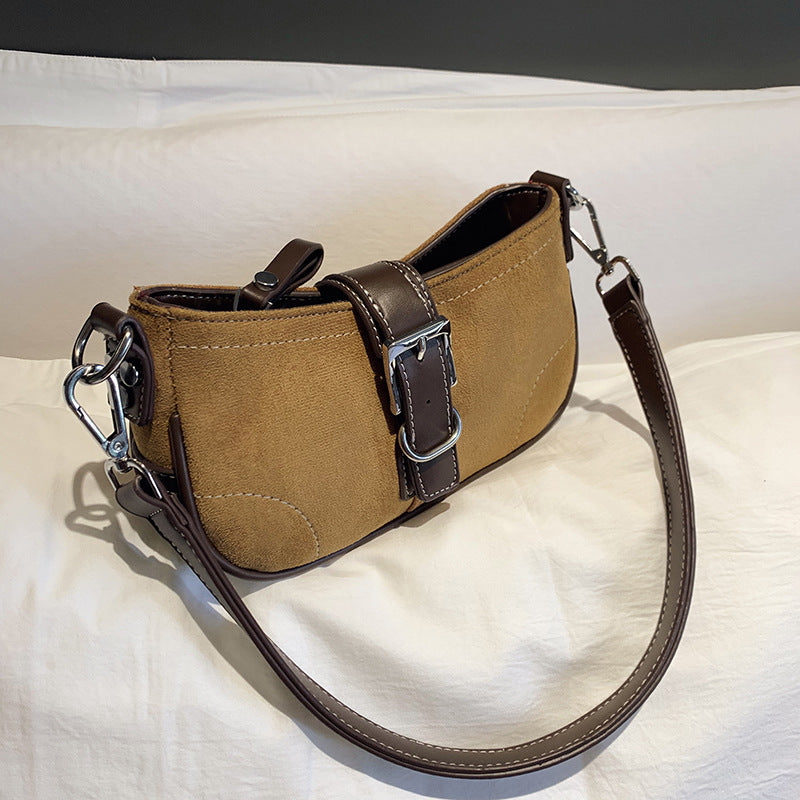 Women's Fashion Simple Contrast Color Wide Shoulder Strap Underarm Bag