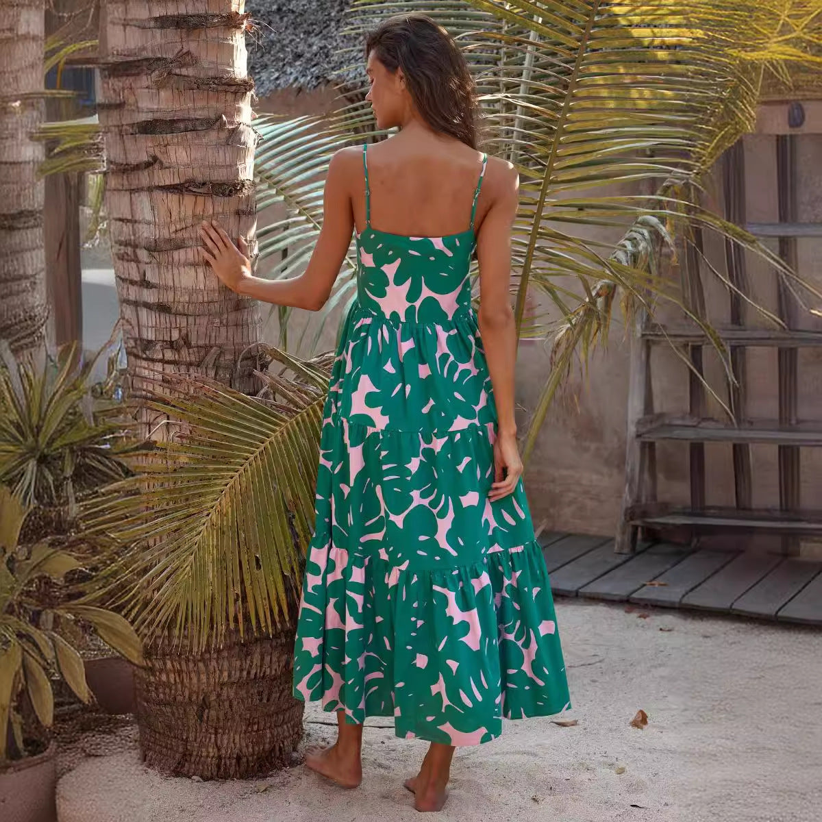Printed A-line Long Casual Swing Dress For Women