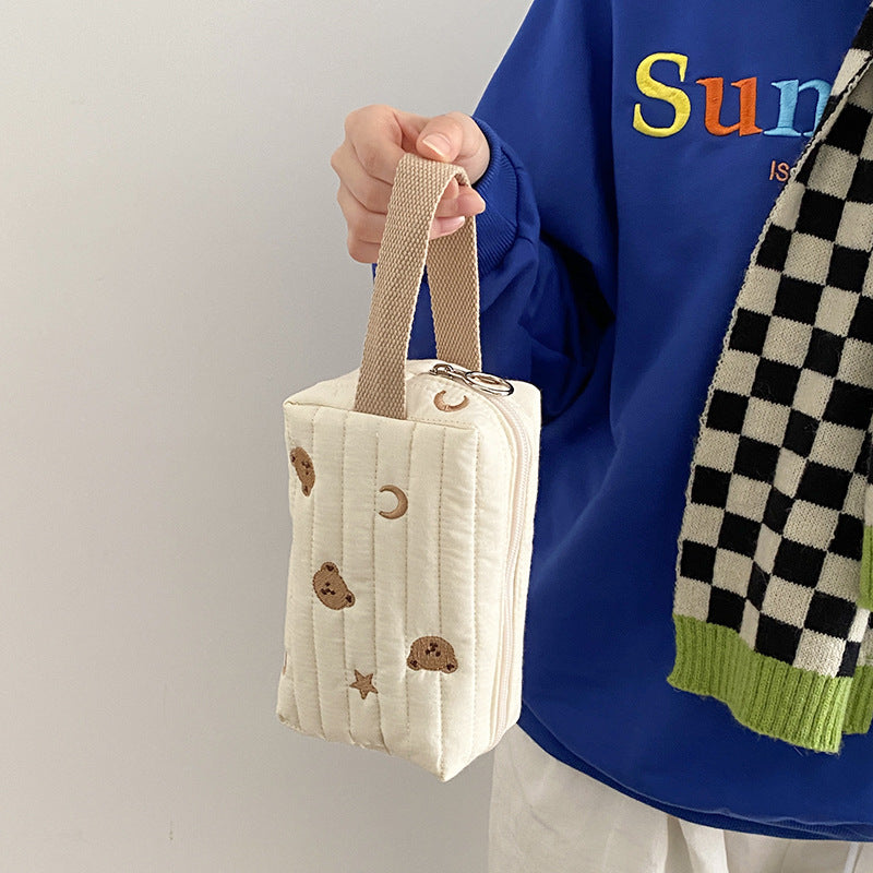 Bear Embroidery Makeup Bag One With Small For Women
