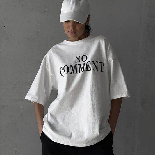 Gothic Style Printed Round Neck Loose T-shirt Short Sleeve
