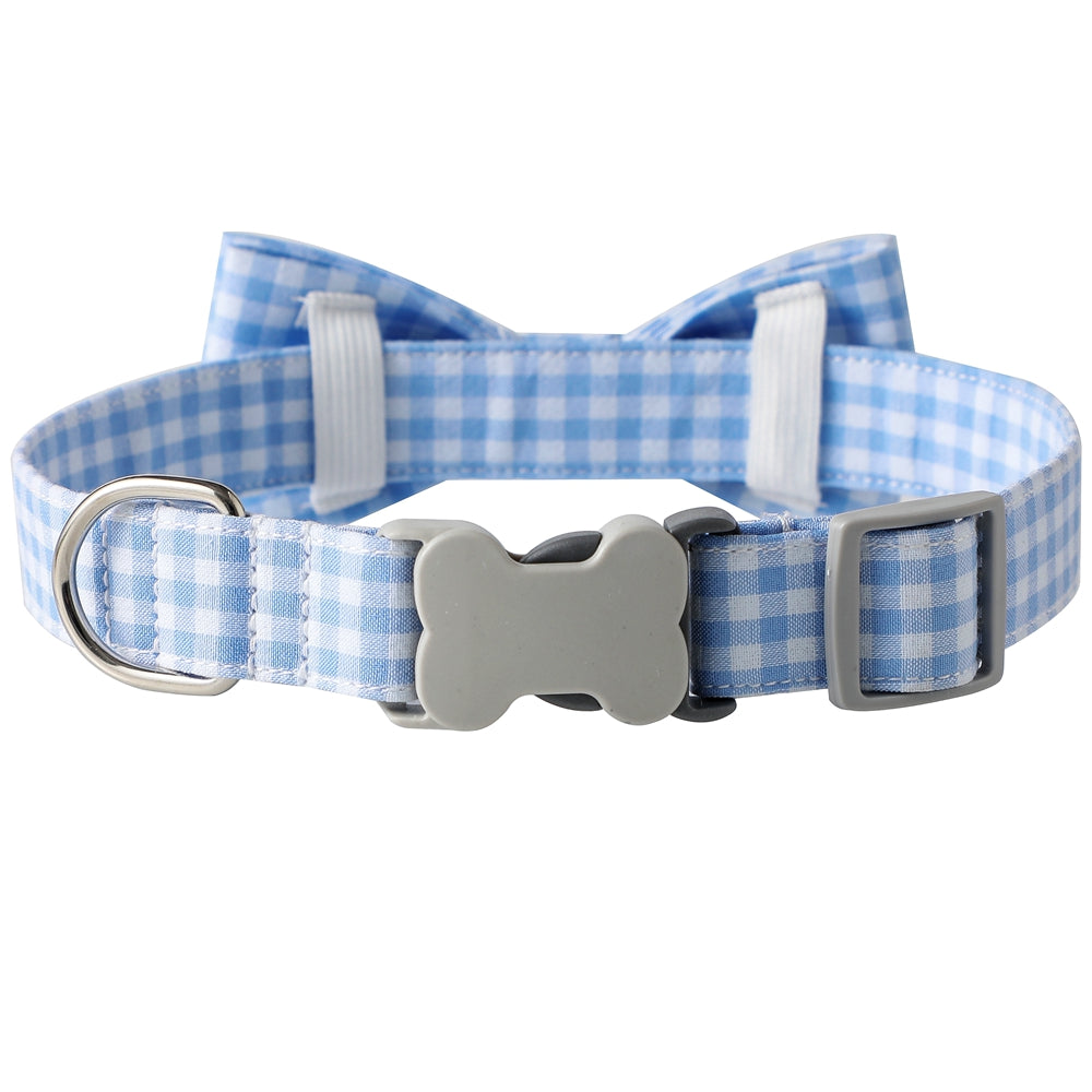 Checkered Dog Collar And Bow Tie In Multiple Colors