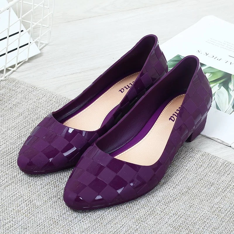 Plaid Pointed Toe Shoes Jelly Casual Shallow Mouth Korean Version