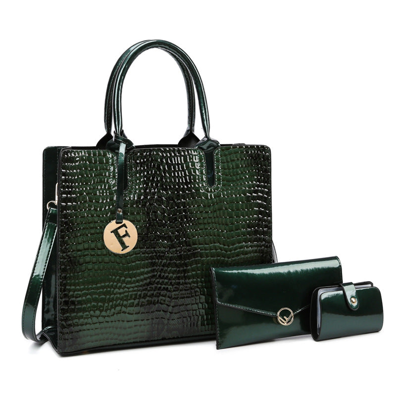 European And American Retro Women's Hand-held Crossbody Bag Three-piece Set