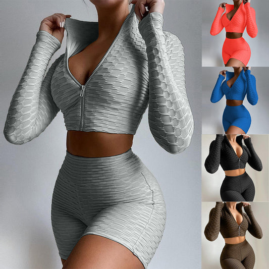 Women's Yoga Wear Fashion Solid Color Long-sleeved Casual Sports Suit
