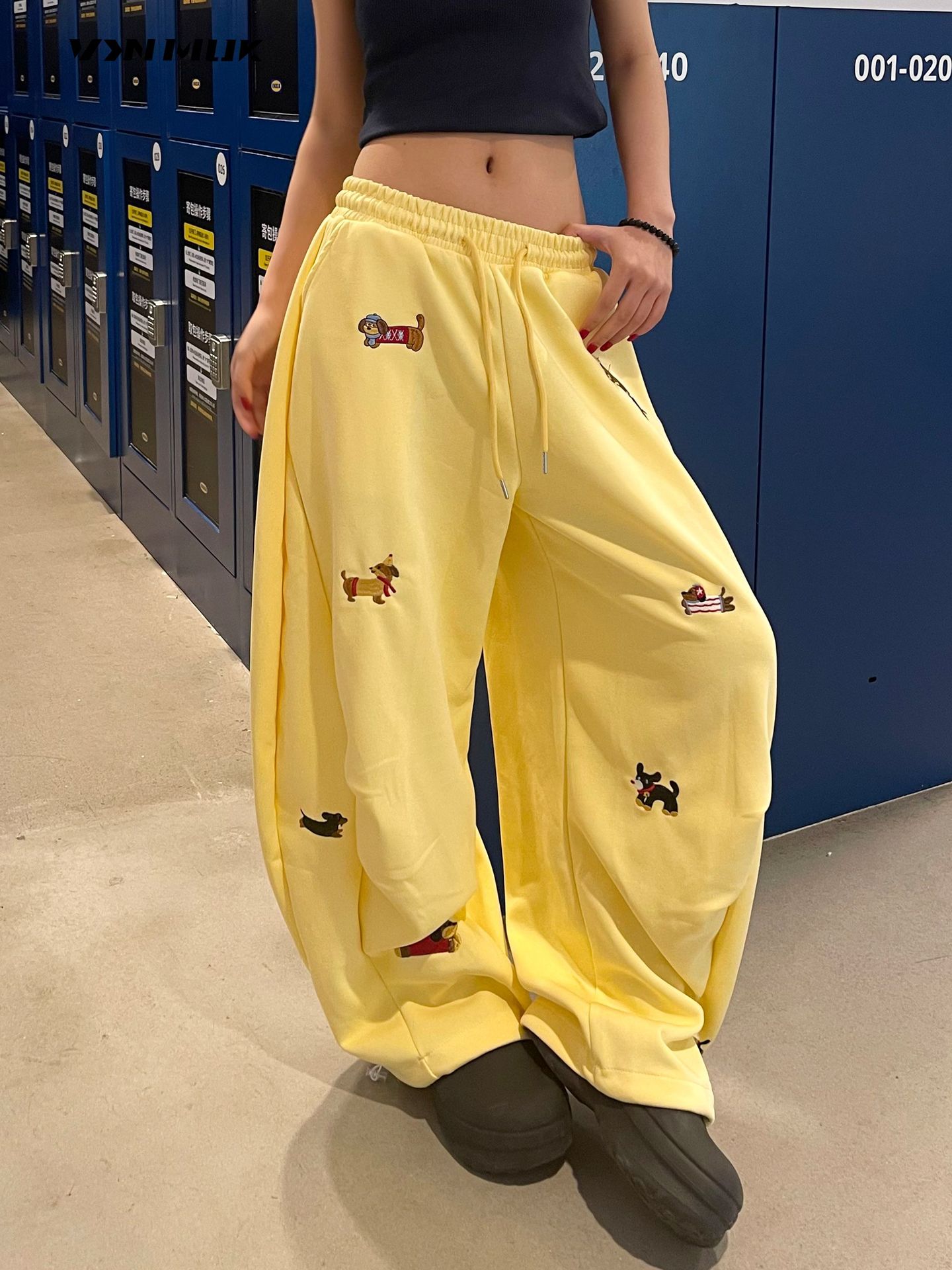 Embroidered Slacks Women's Loose Slimming And All-matching Street Drape Wide Leg