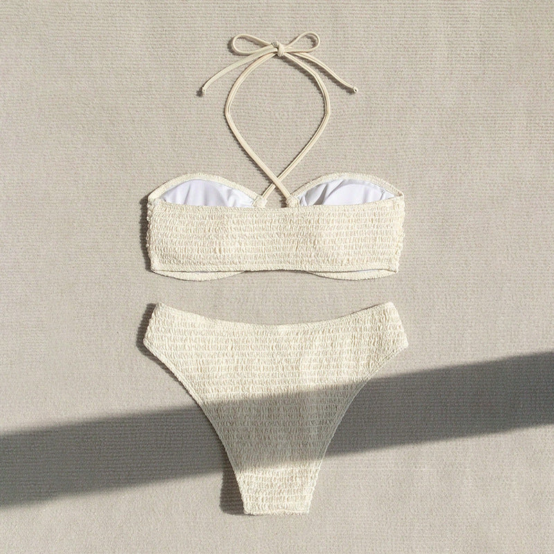 Womens European And American-style Sexy Halter-neck Lace-up Bikini For The Beach Or Hot Springs