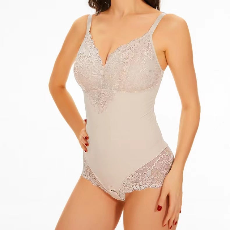 Siamesisk kropsformende mavekontraherende hofteløftende shapewear-undertøj elastisk korset slankende