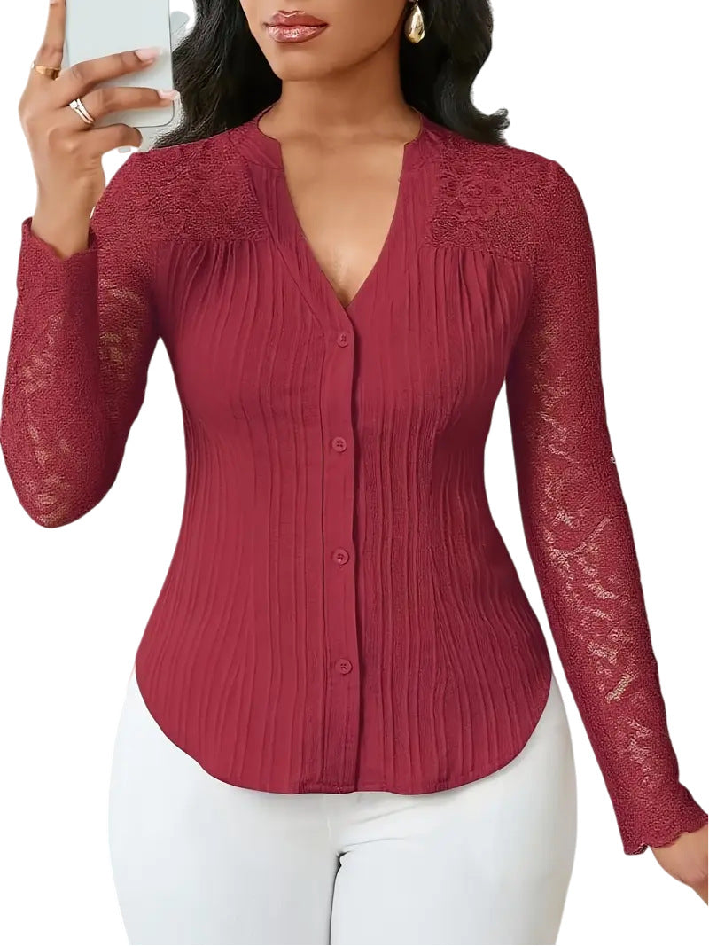 Gennembrudt langærmet V-hals cardigan