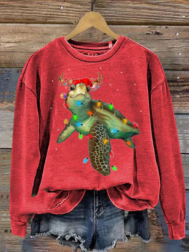 Dametrøje 3D Digital Jule-serie Printet Rundhals Sweatshirt