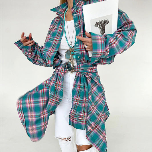 Women's Retro Classic Contrast Color Plaid Shirt