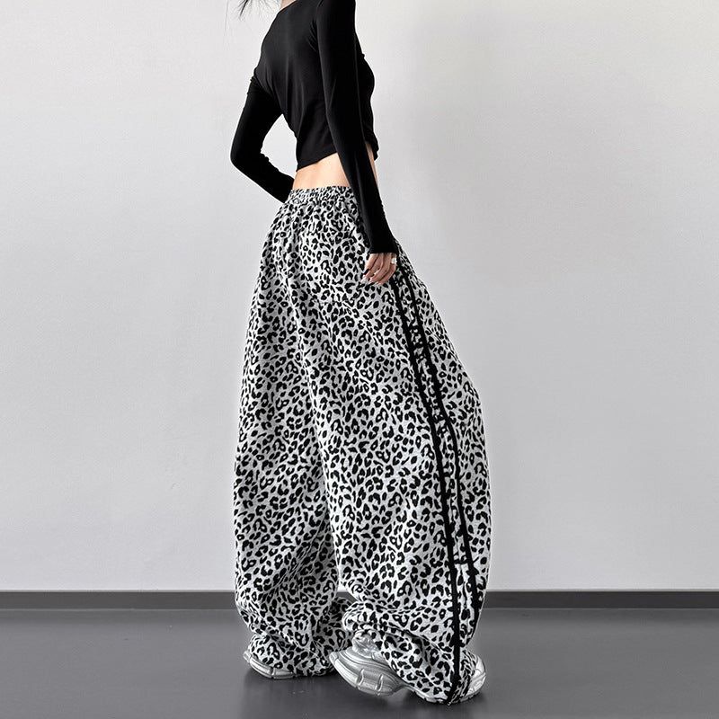 Womens High-waisted Casual Wide-leg Pants