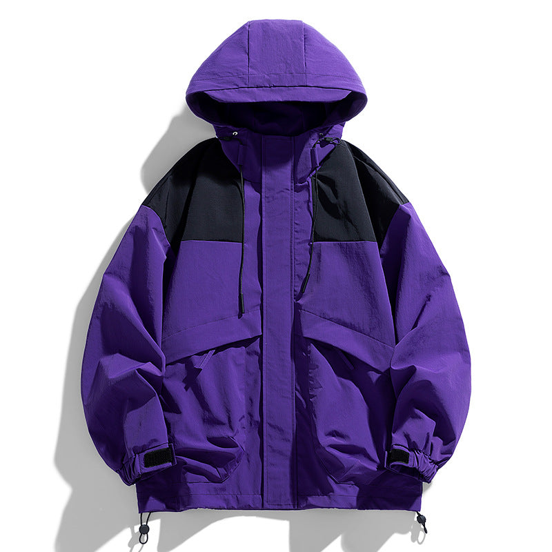 Outdoor Stitching Contrast Color Shell Jacket Spring And Autumn New Loose