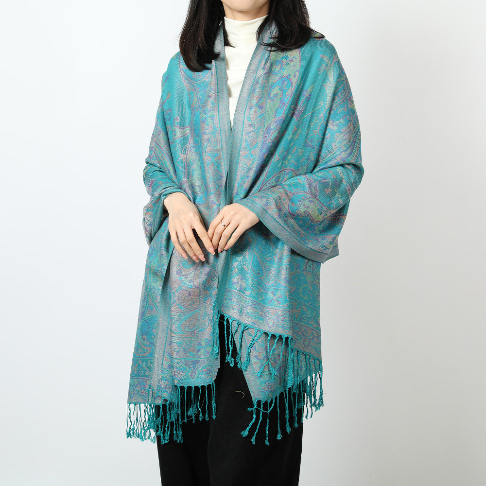 Export Scarf Ethnic Style Jacquard Cashew Tassel Shawl
