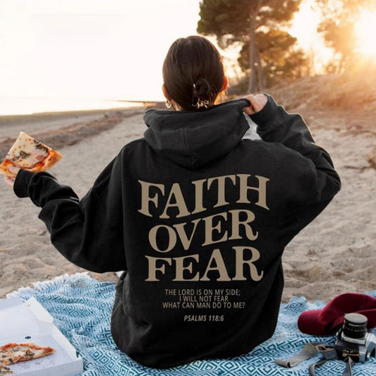 Hættetrøje Faith Fear trykt sweatshirt