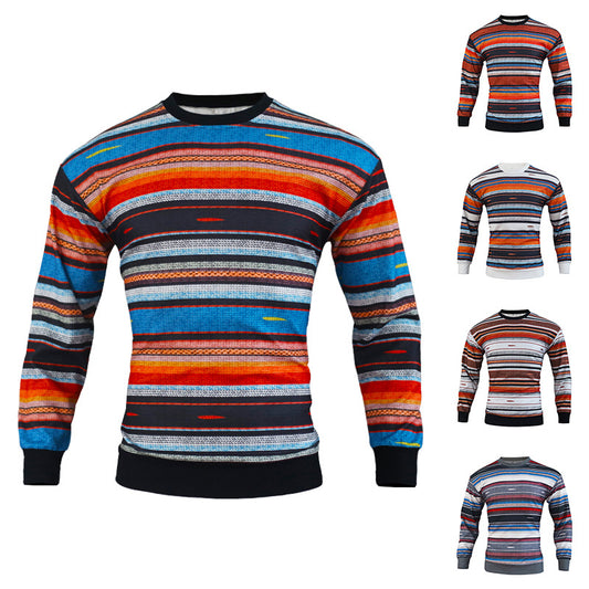 Herre Løs Rundhalset Vaffelstribet Alsidig Casual Sweater
