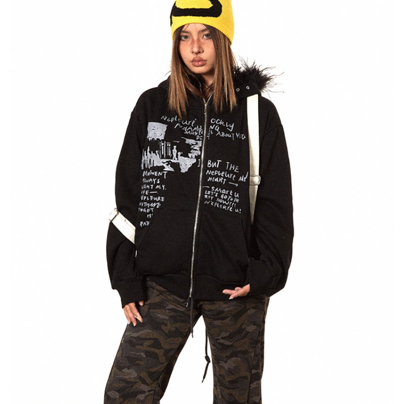 Tynd fløjlskrave med hætte, kort sweaterdesign