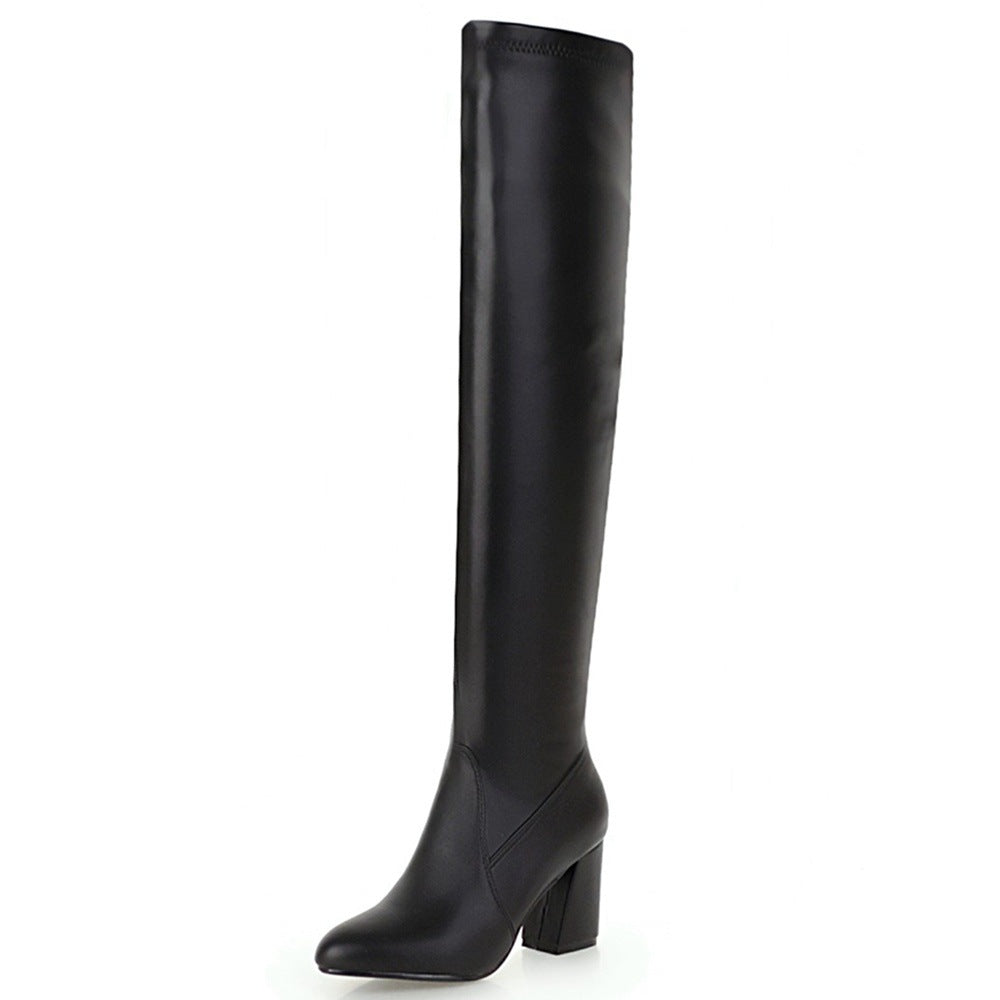 Chunky Heel Stretch Over The Knee Boots High Heel Boots Plus Size