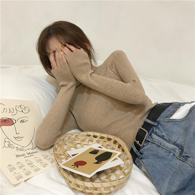Half High Collar Inner Lining Bottom Sweater Slim Fit Fit Long Sleeved Sweater