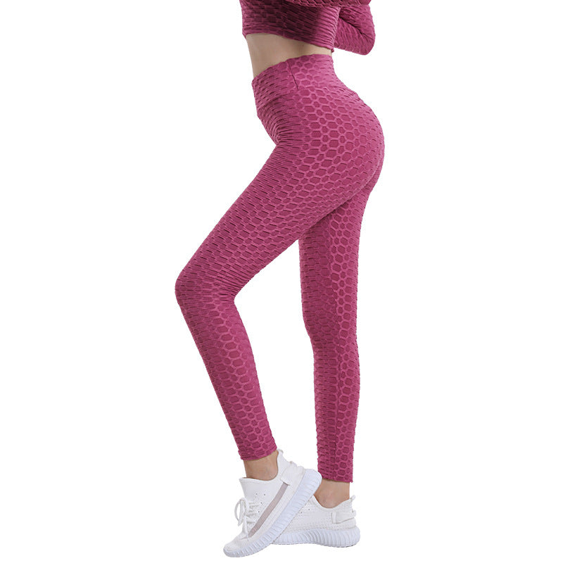 Bubble Yogabukser Jacquard Høj Elastisk Sports Gym Bukser
