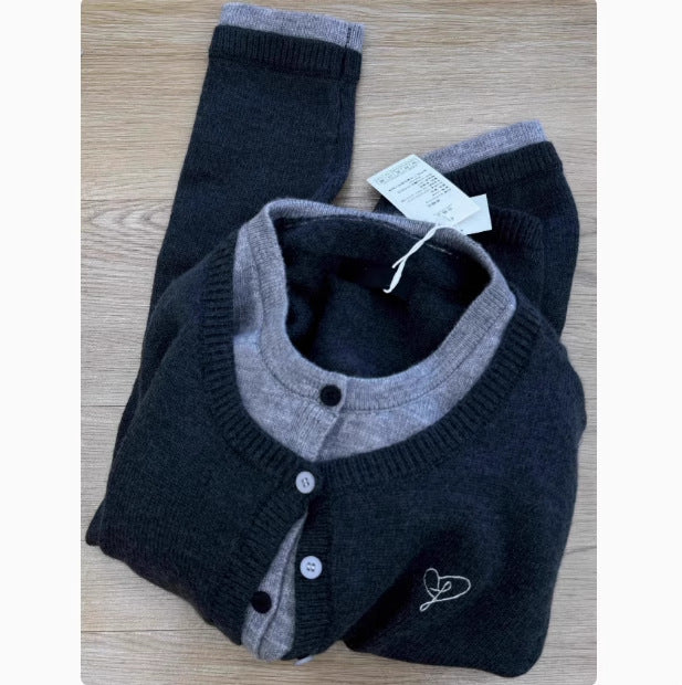 Autumn And Winter New Fake Two-piece Knitted Sweater Coat For Women
