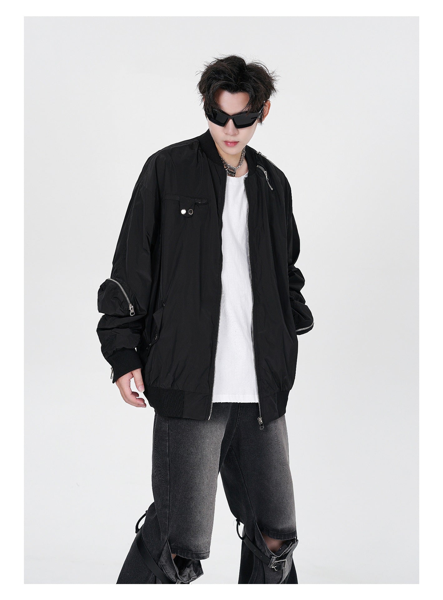 Multi-zipper Couple Workwear Jacket