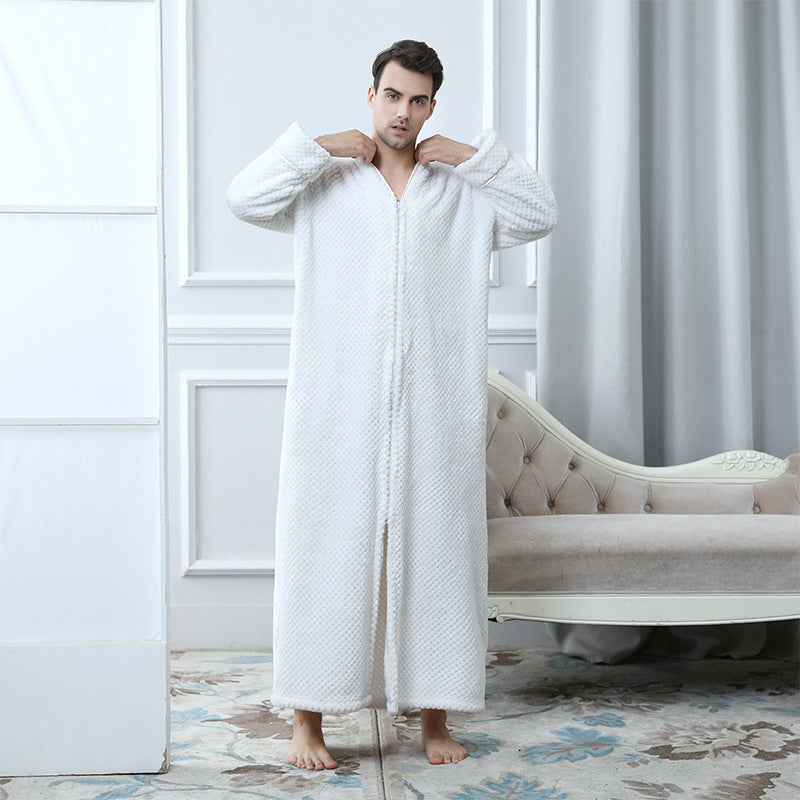 Zipper Long Pineapple Lattice Bathrobe With Fertilizer