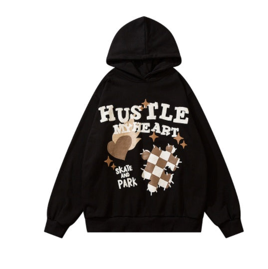 Hip Hop Cartoon Foam Print Retro High Street Hoodie