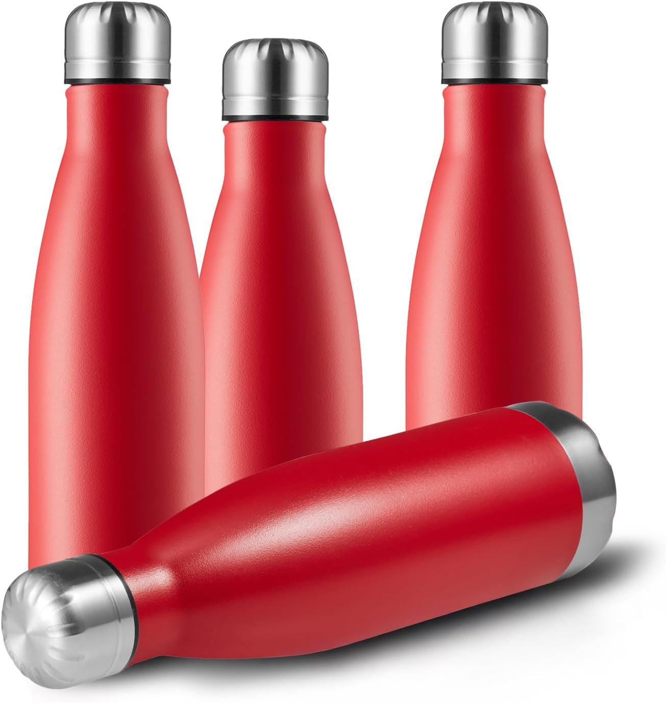 17Oz Sport Water Bottle 12 Pack Vacuum Insulated Stainless Steel Leak-Proof Double Wall Cola Shape Water Bottle,Keep Drinks Hot & Cold (Cold Gray,12 Pack)