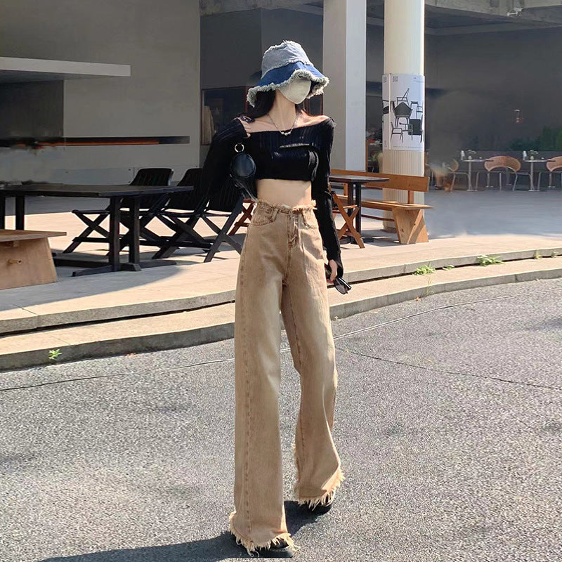 Women's Curry Vintage Loose Straight Leg Wide Leg Jeans