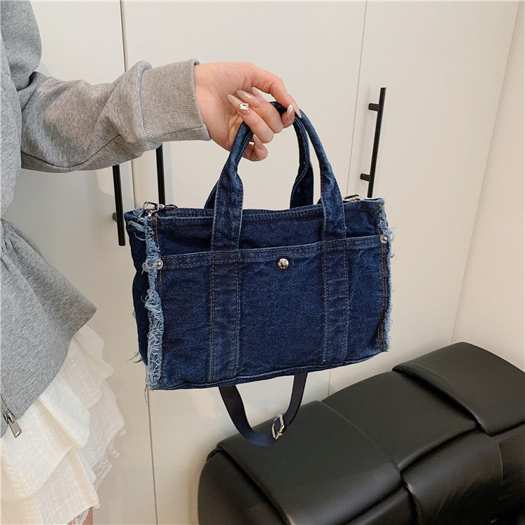 Laid-back High-Capacity Denim Tote Bag