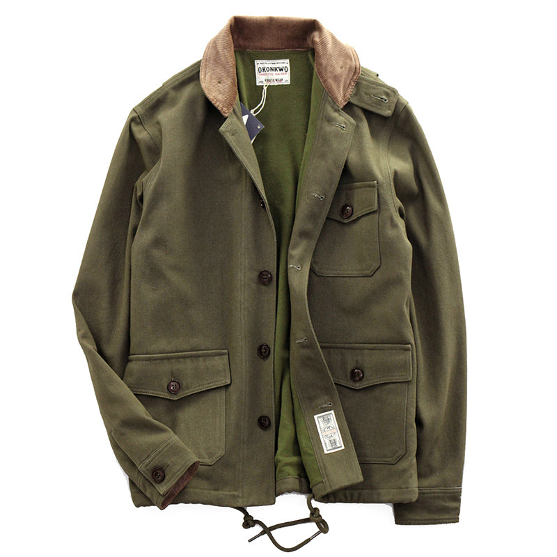Corduroy Retro Military Style Multi-pocket Tooling Jacket