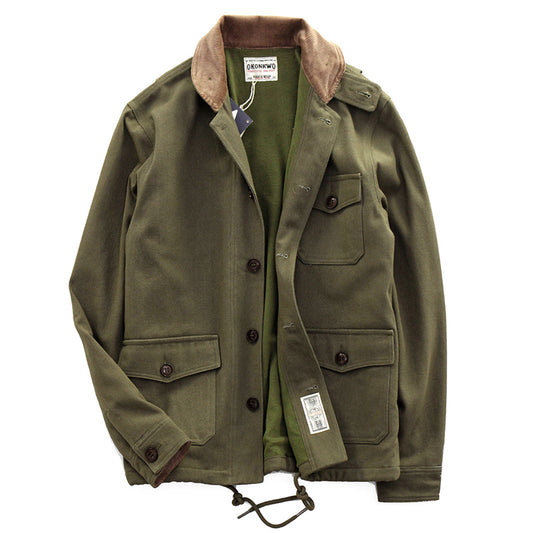 Corduroy Retro Military Style Multi-pocket Tooling Jacket