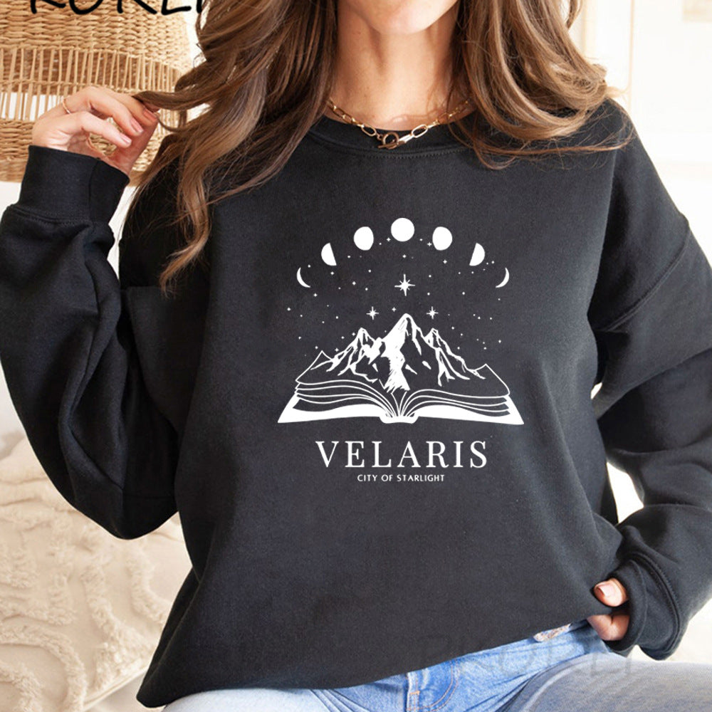 European And American Letter Pattern Three-dimensional Printing Crew Neck Pullover Sweatshirt