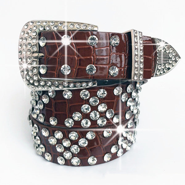 Fashion Women's Belt Rhinestone Decoration Wide Jeans Versatile Fashionable