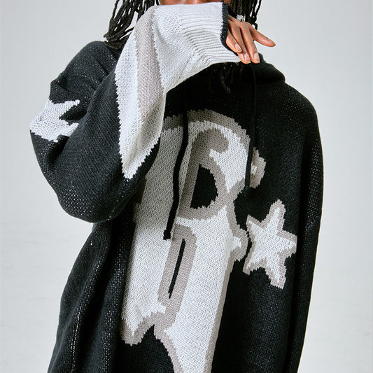 SweaterRetro Sweater Men's High Street Letters Embroidered