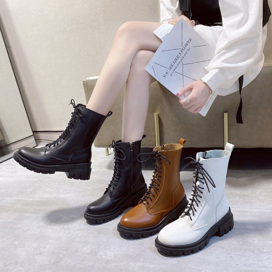 Autumn And Winter New Square Heel Martin Boots Women's Mid-heel