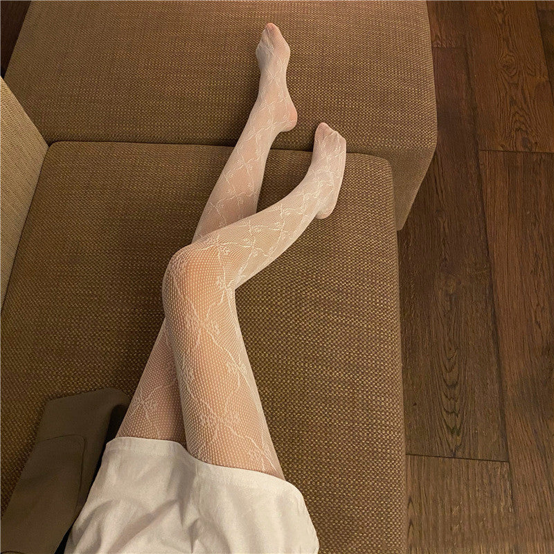 Feminine Hollow Jacquard Bow Bottoming Stockings