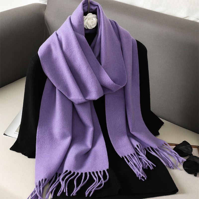 Solid Color Maillard Scarf Cashmere-like Women Warm Shawl
