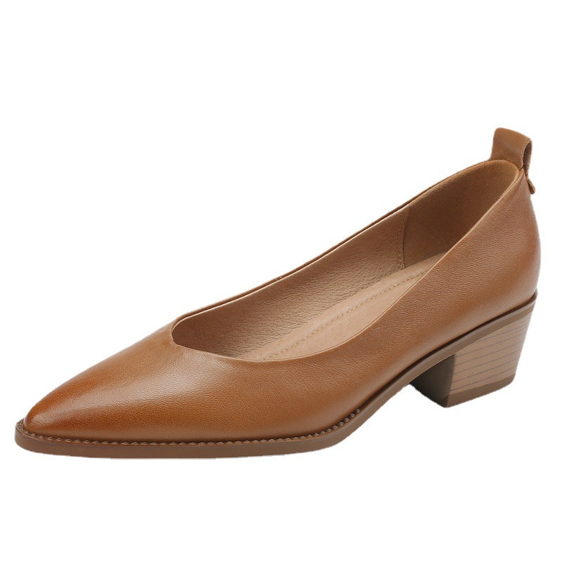 Womens Sheepskin Low-cut Heels
