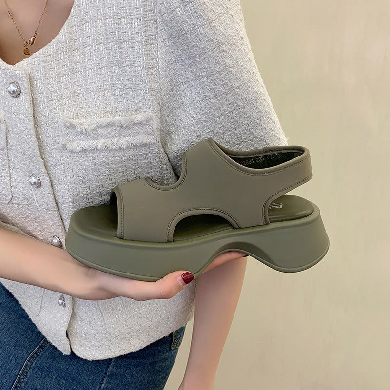 Summer New Casual Stretch Cloth All-match Muffin Thick Sports Sandals