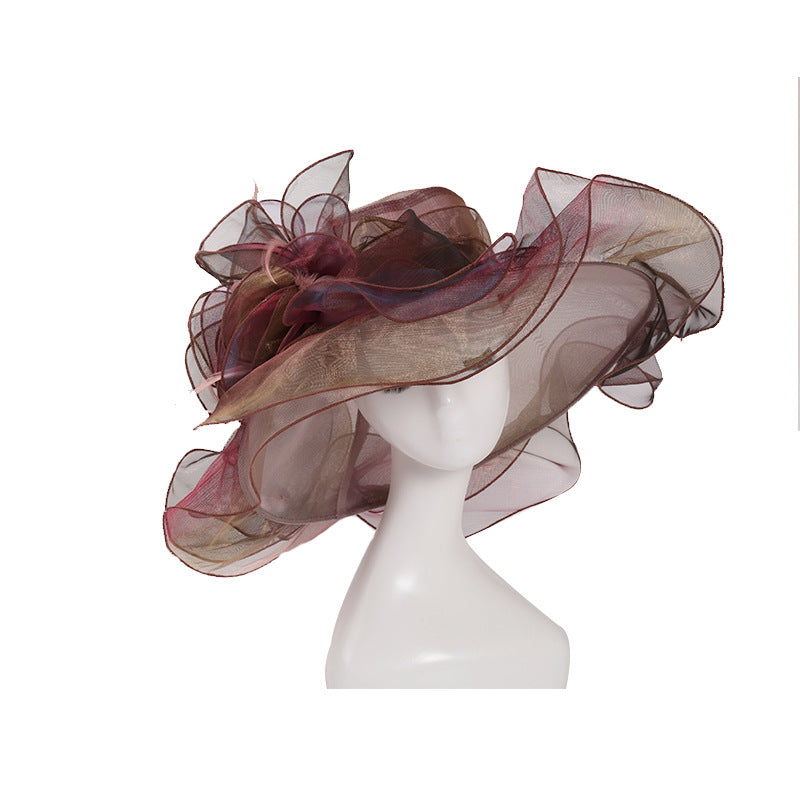 Ladies British European And American Style Multicolor Organza Hat