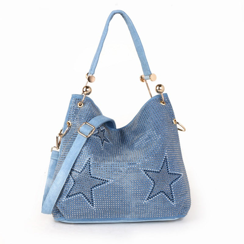 Mode Skuldertaske Transportabel Spandtaske Denim Kanvas