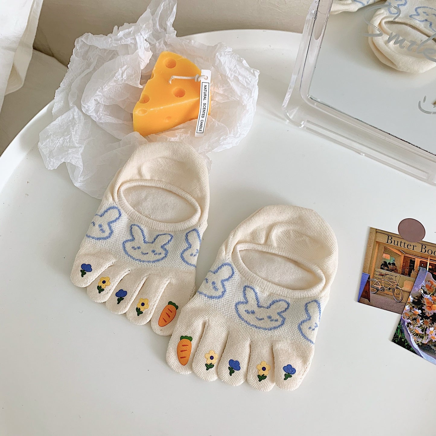 New Cute Cartoon Non-slip Breathable Five-toed Socks