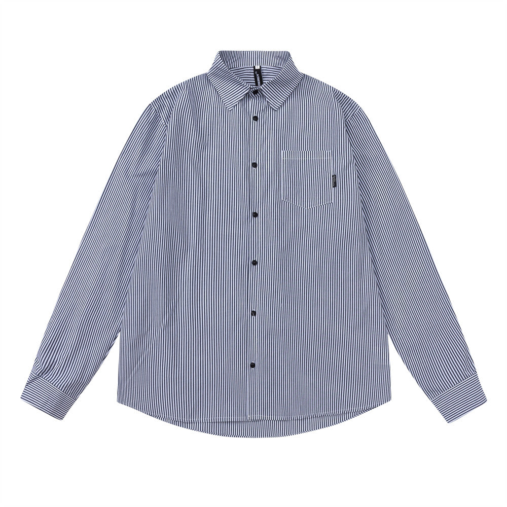 Spring And Autumn Vertical Striped Long-sleeved Shirt
