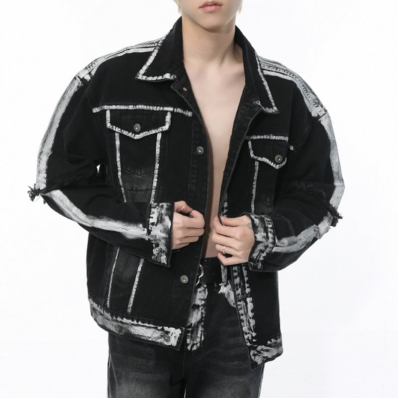 Spring Fashion Handmade Painting Retro Denim Suit